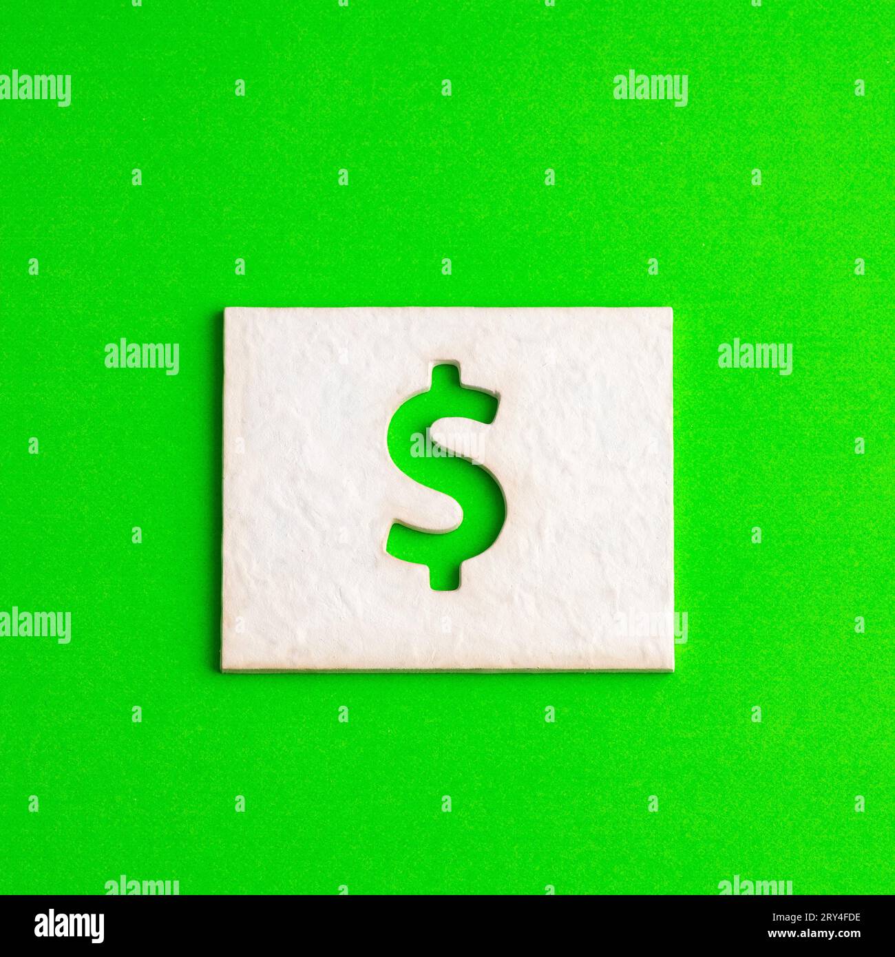 Icône dollar sur fond vert - symbole commercial Banque D'Images