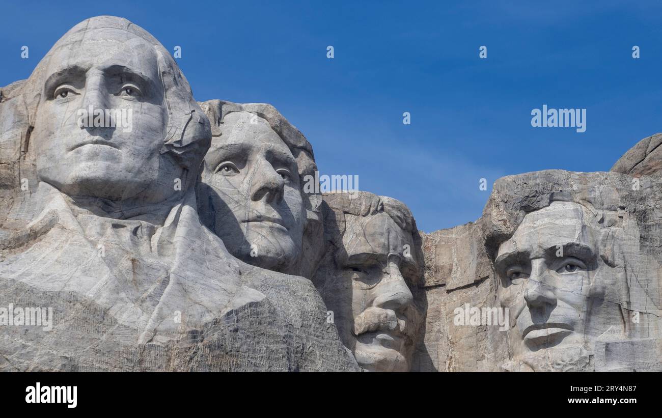 Le monument commémoratif national du mont Rushmore est une sculpture colossale sculptée dans la face granitique du mont Rushmore. George Washington, Thomas Jefferson, Theodore Banque D'Images