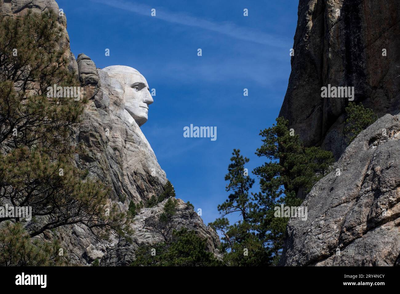 Le monument commémoratif national du mont Rushmore est une sculpture colossale sculptée dans la face granitique du mont Rushmore. George Washington, Thomas Jefferson, Theodore Banque D'Images