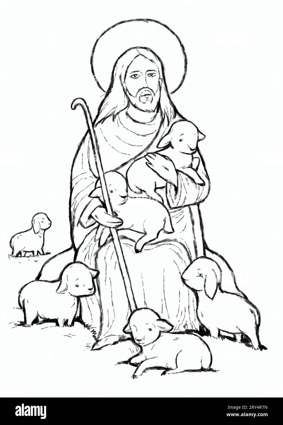 calme jésus messie et résurrection avec illustration de fond de nature pour les enfants Banque D'Images