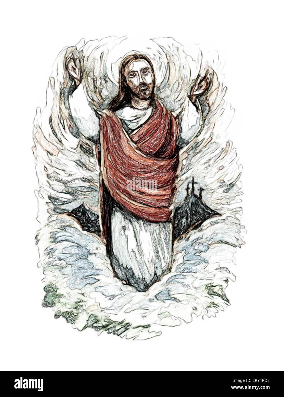 calme jésus messie et résurrection avec illustration de fond de nature pour les enfants Banque D'Images