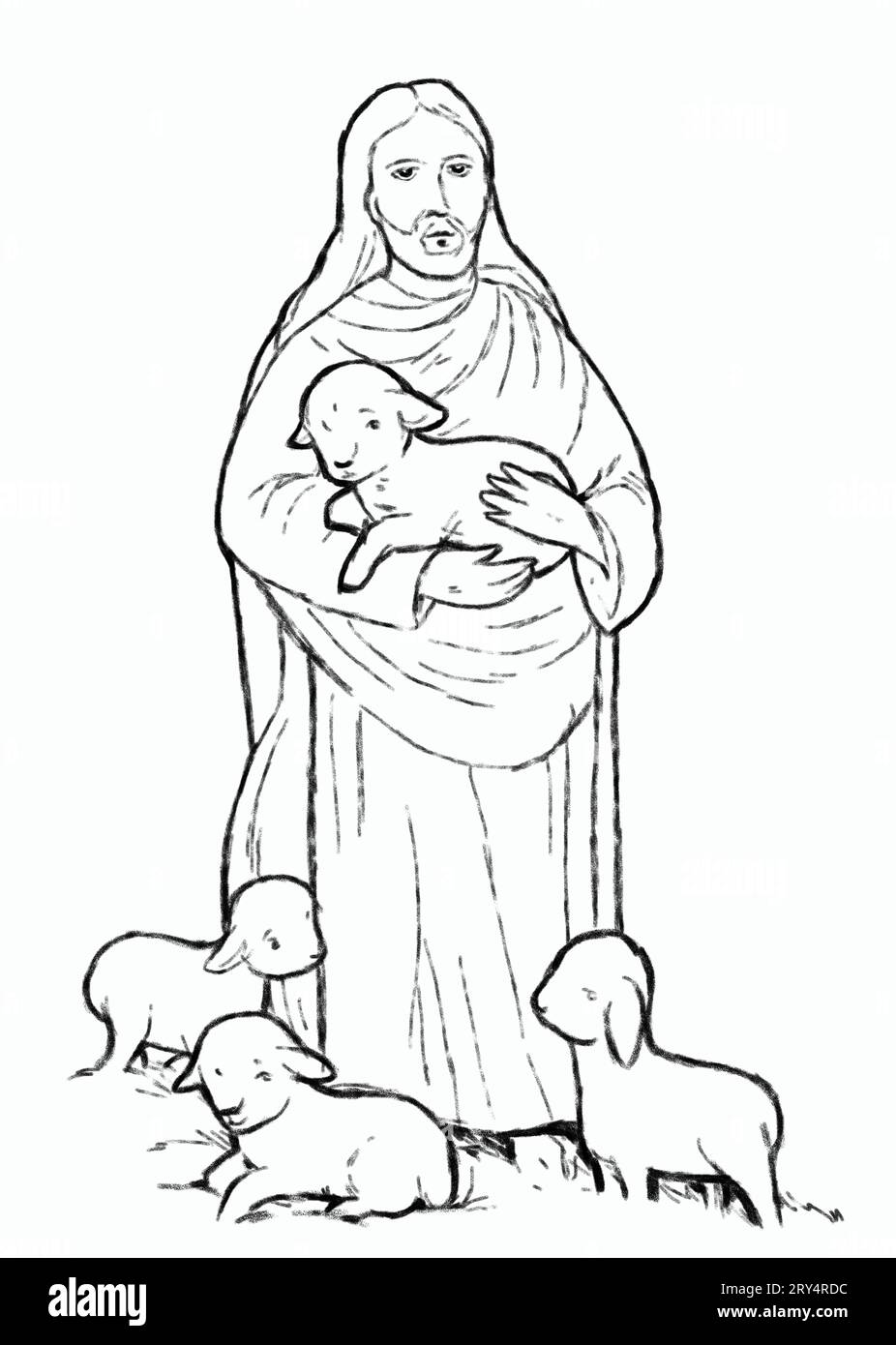 calme jésus messie et résurrection avec illustration de fond de nature pour les enfants Banque D'Images