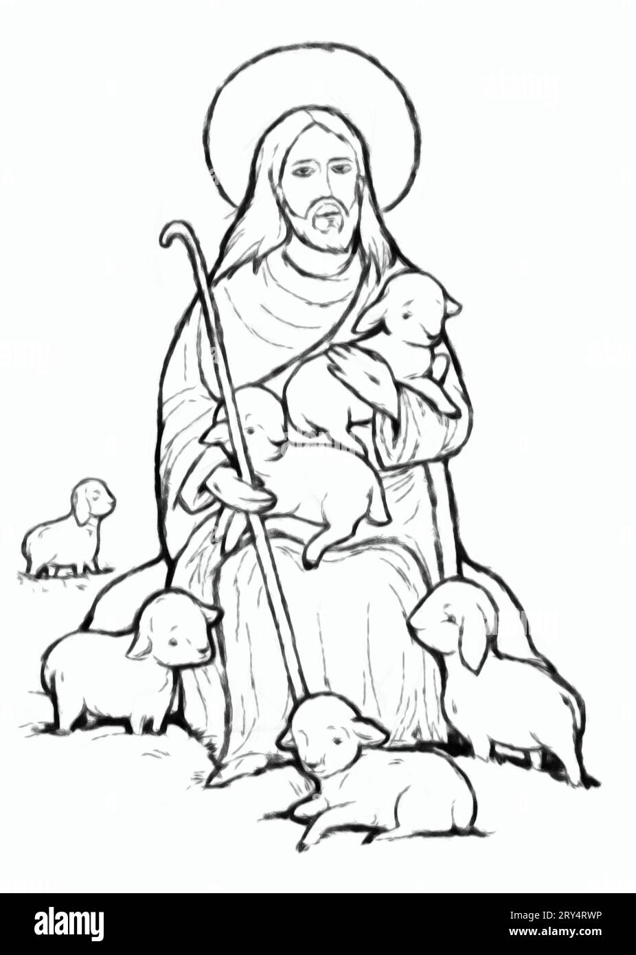 calme jésus messie et résurrection avec illustration de fond de nature pour les enfants Banque D'Images