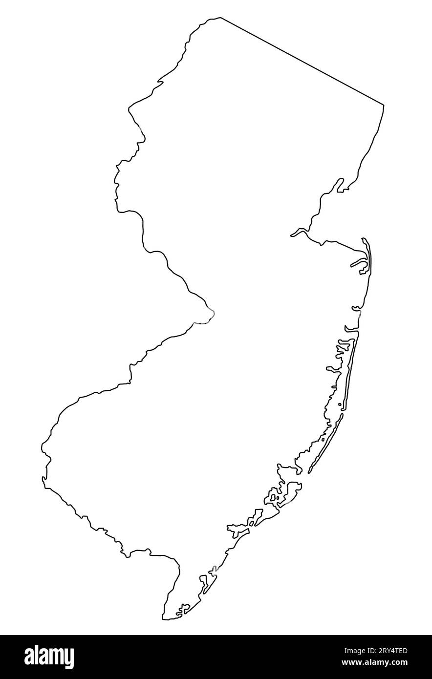 Carte d'illustration détaillée élevée - New Jersey Banque D'Images