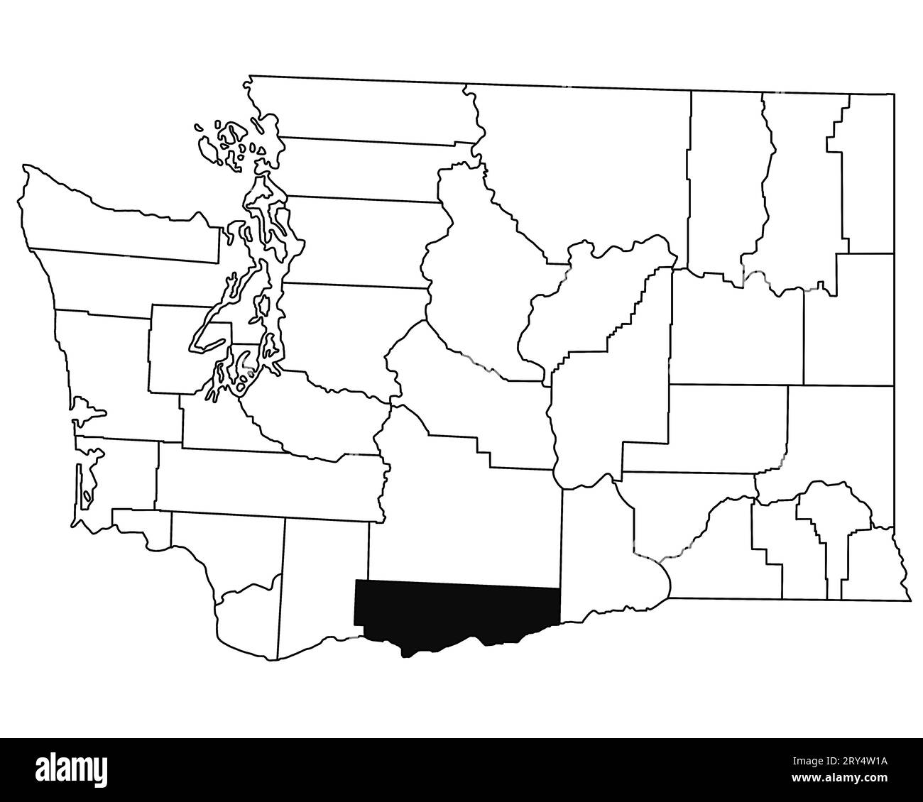 Carte du comté de klickitat dans l'état de Washington DC sur fond blanc. Carte de Single County surlignée en noir sur la carte DE WASHINGTON. ÉTATS-UNIS, ÉTATS-UNIS Banque D'Images