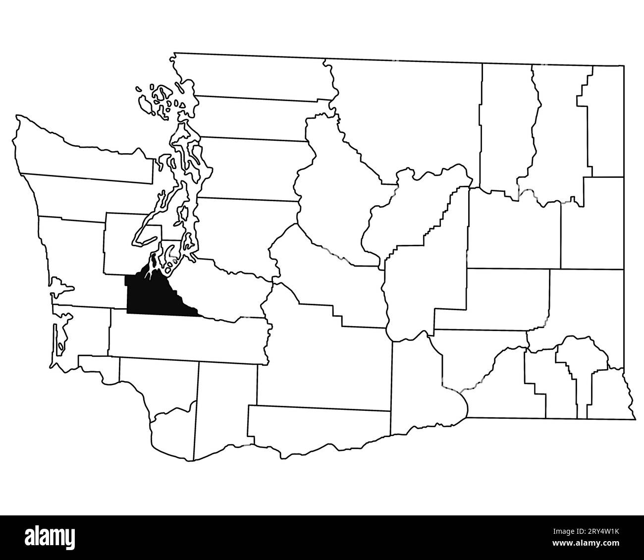 Carte du comté de Thurston dans l'état de Washington DC sur fond blanc. Carte de Single County surlignée en noir sur la carte DE WASHINGTON. ÉTATS-UNIS, ÉTATS-UNIS Banque D'Images
