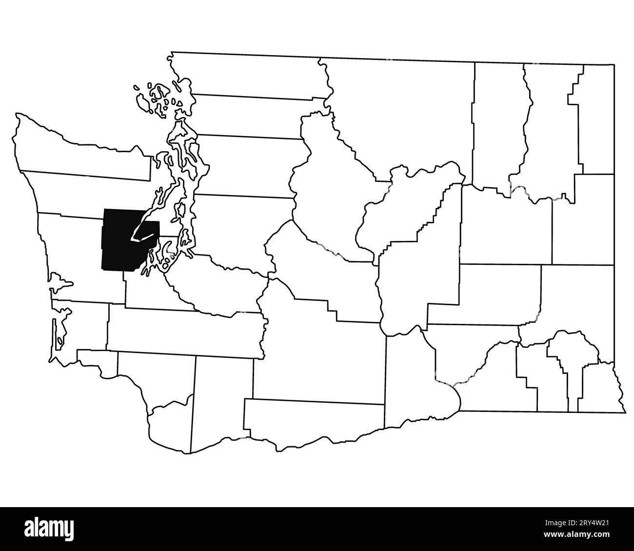 Carte du comté de Mason dans l'état de Washington DC sur fond blanc. Carte de Single County surlignée en noir sur la carte DE WASHINGTON. ÉTATS-UNIS, ÉTATS-UNIS Banque D'Images
