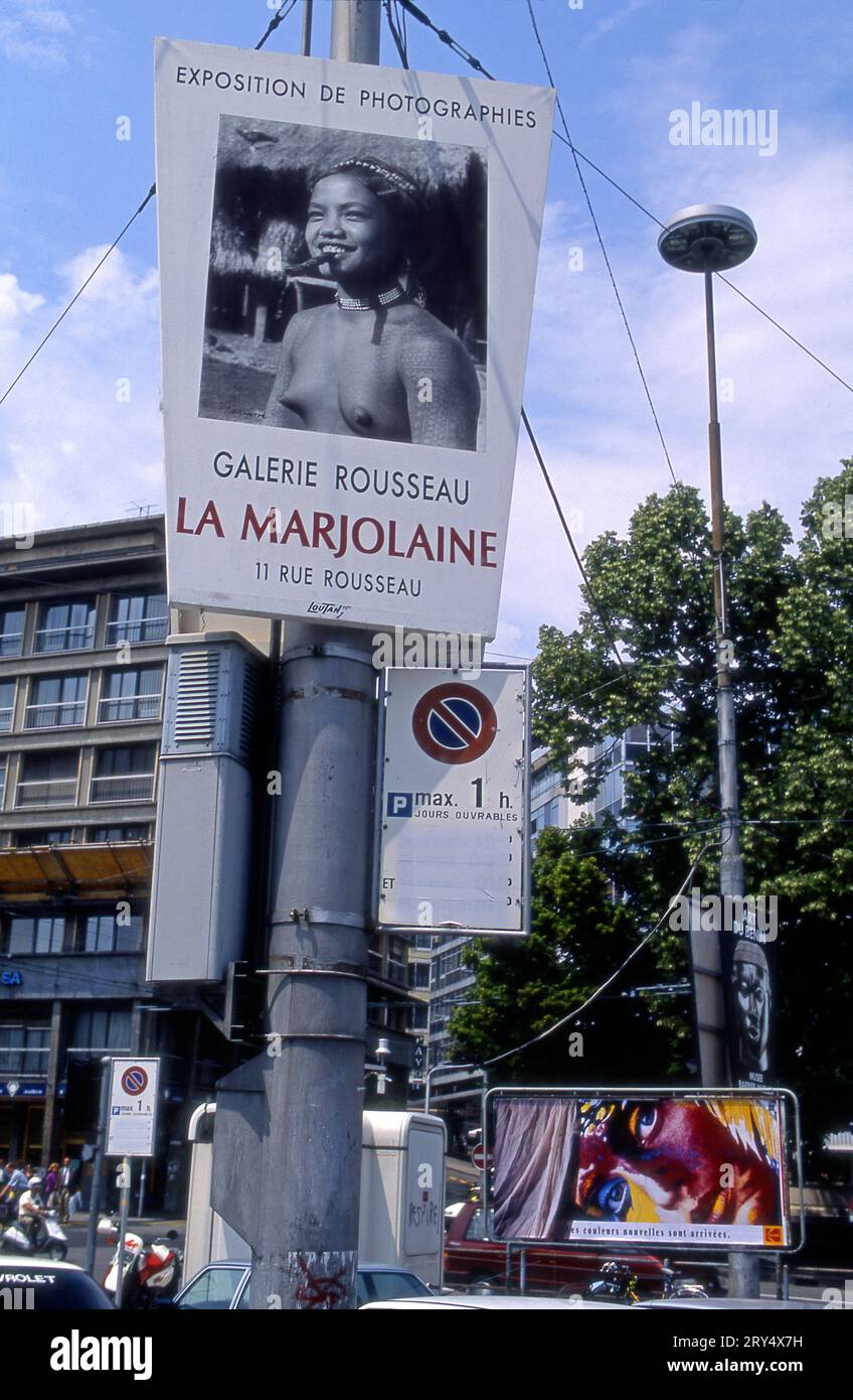 Affiche pour une exposition de photographies à la Gallerie Rousseau à Genève, Suisse Banque D'Images