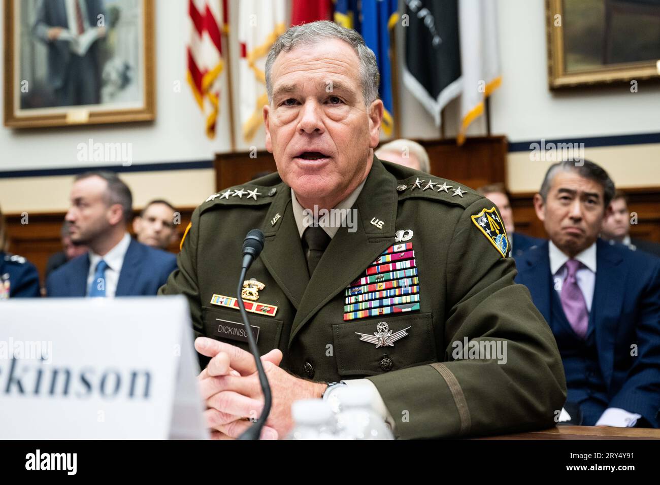 Washington, États-Unis. 28 septembre 2023. Le général James Dickinson, commandant des États-Unis, U.S. Space Command, s'exprimant lors d'une audience du Comité des services armés de la Chambre au Capitole des États-Unis. Crédit : SOPA Images Limited/Alamy Live News Banque D'Images