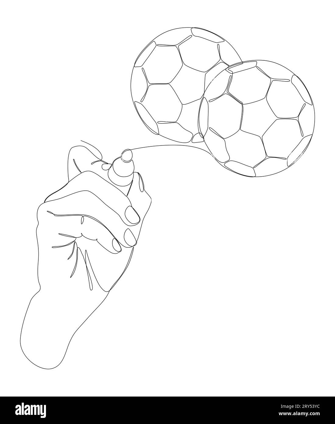 Une ligne continue de ballon de football dessiné par avec un stylo feutre. Concept de vecteur d'illustration de ligne mince. Dessin de contour idées créatives. Illustration de Vecteur