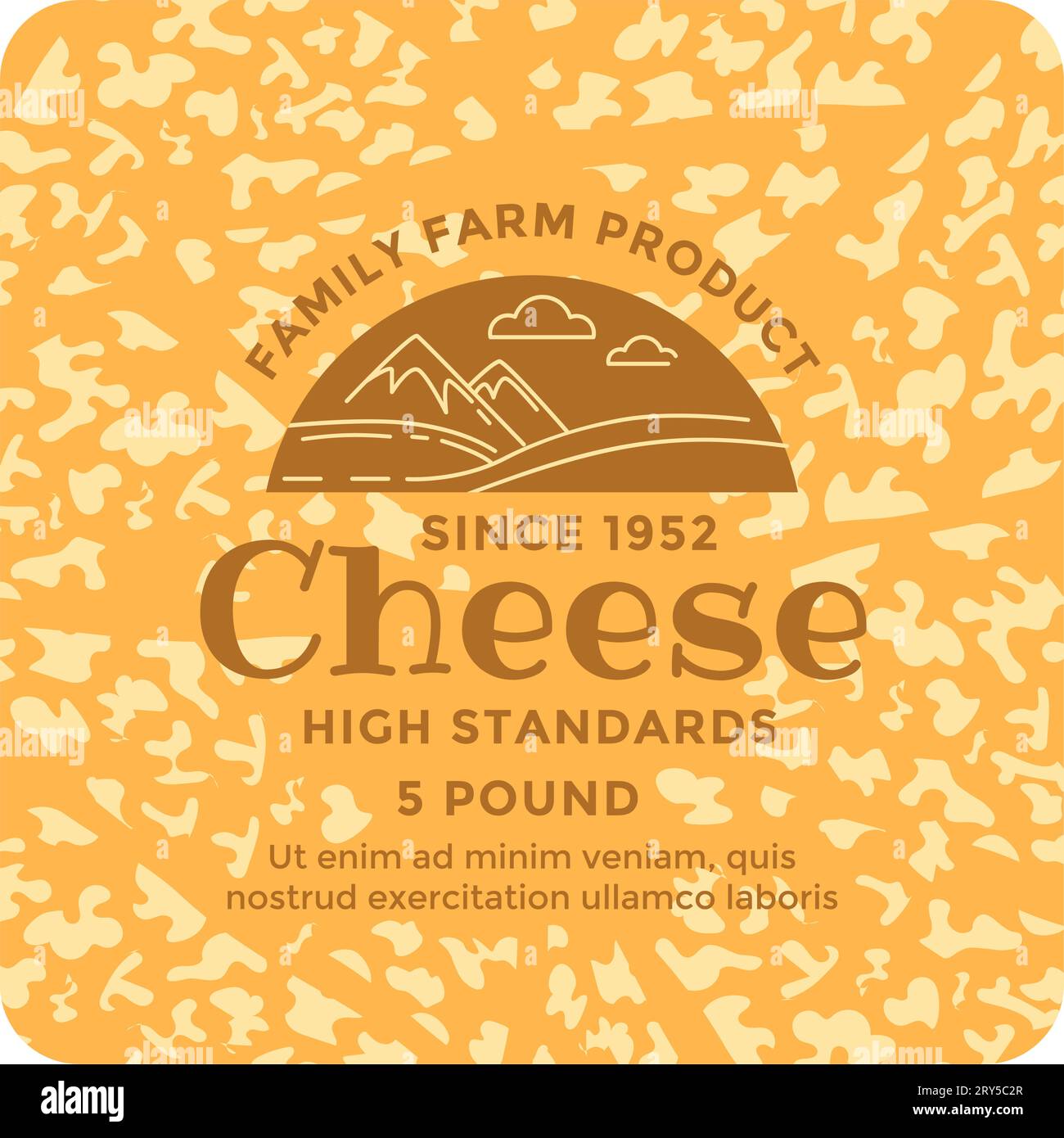 Produit agricole familial, fromage de haute qualité label Illustration de Vecteur
