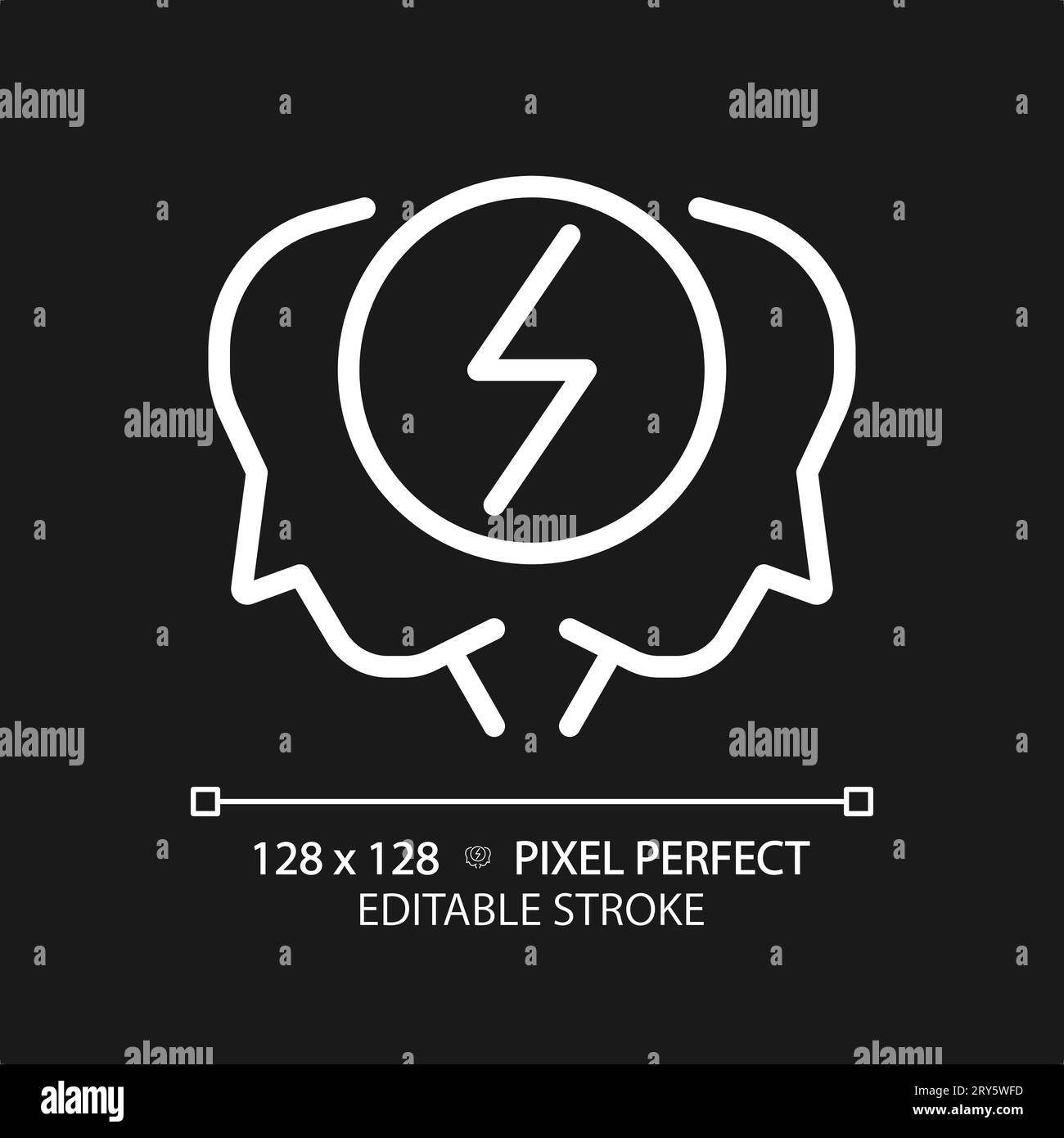 Icône de résolution de conflit blanche linéaire mince personnalisable en 2D. Illustration de Vecteur