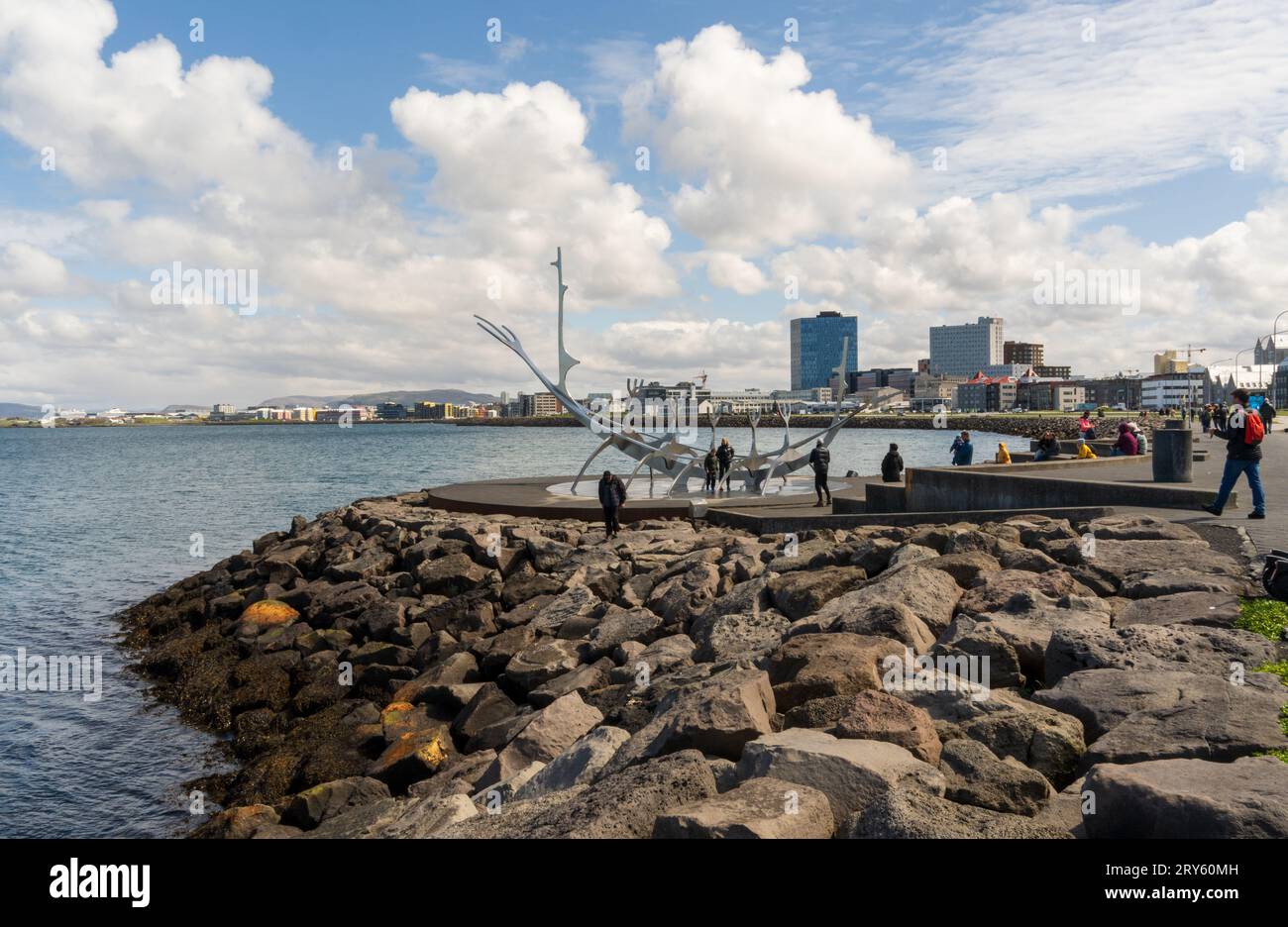 The Sun Voyager, sculpture de Jón Gunnar Árnason, à Reykjavík, Islande Banque D'Images