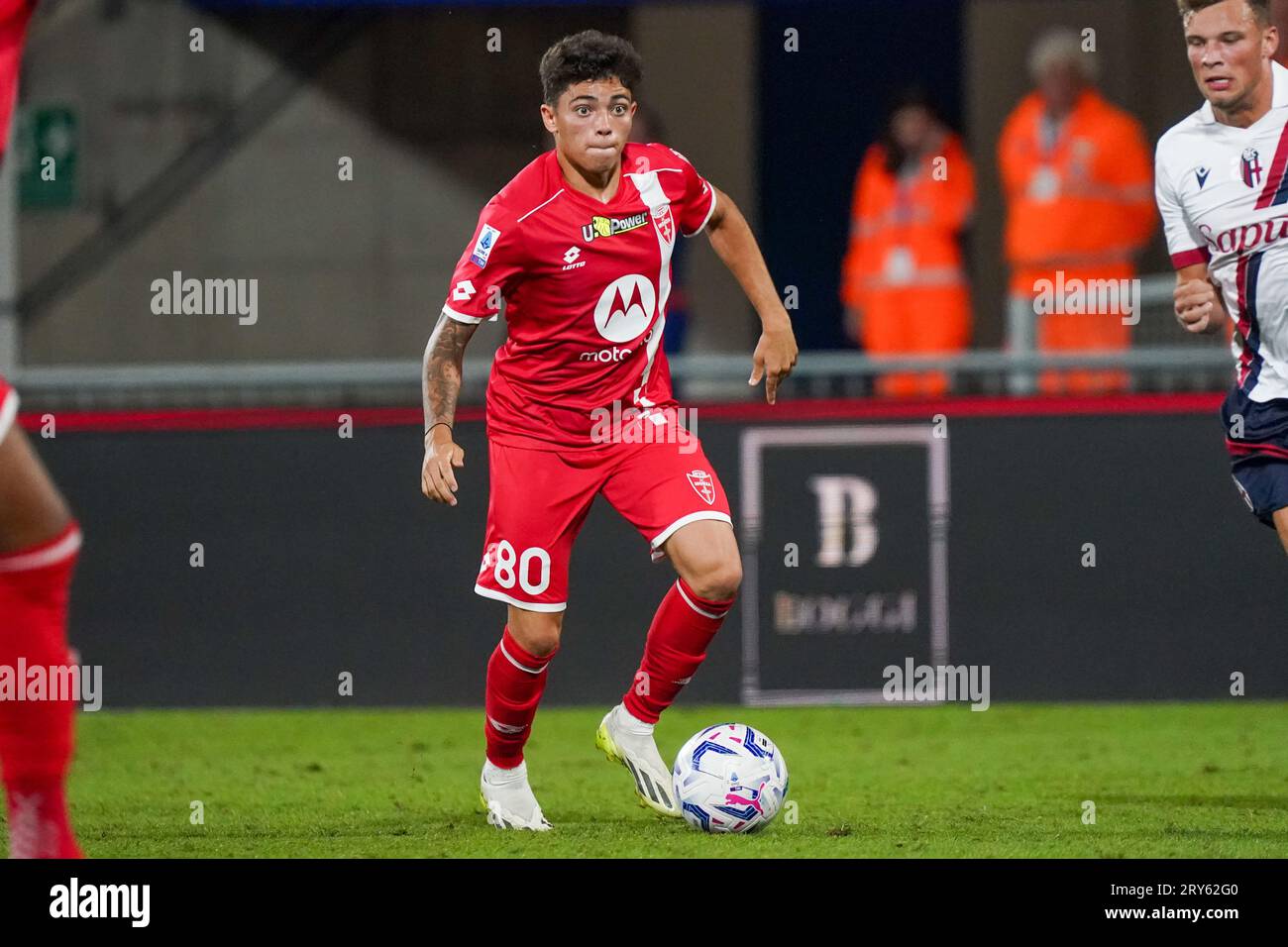 Monza, Italie. 28 septembre 2023. Samuele Vignato (#80 AC Monza), pendant AC Monza v FC Bologne, Serie A, au U-Power Stadium. Crédit : Alessio Morgese/Alessio Morgese / Emage / Alamy Live News Banque D'Images