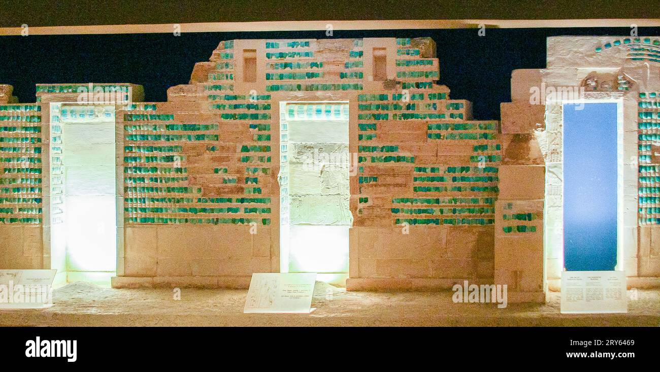 Egypte, Saqqara, musée Imhotep, cérémonie du jubilé du roi Djéser ('fête SED') évocation. Banque D'Images