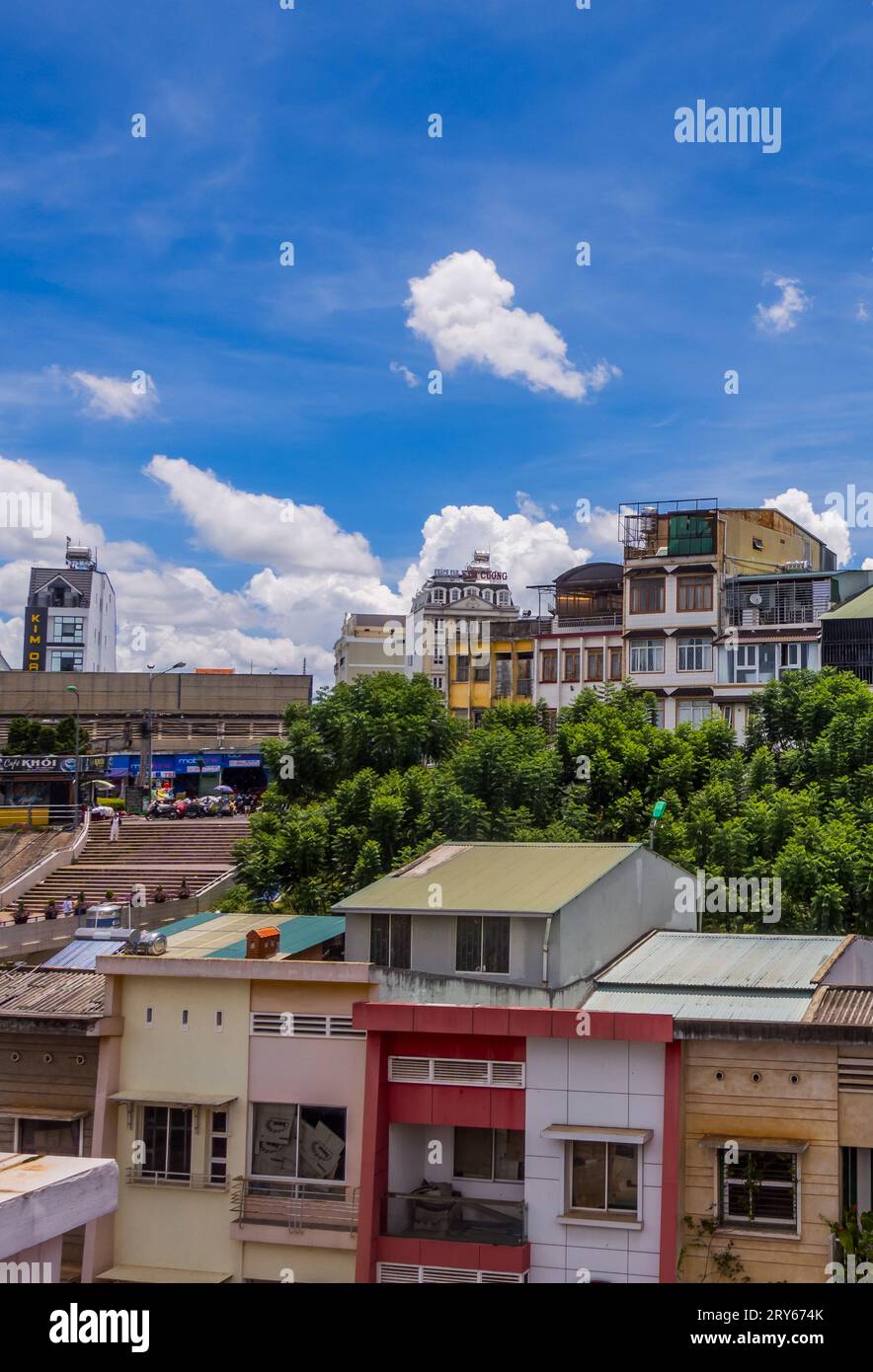 Maisons dans le centre de Dalat, Vietnam Banque D'Images