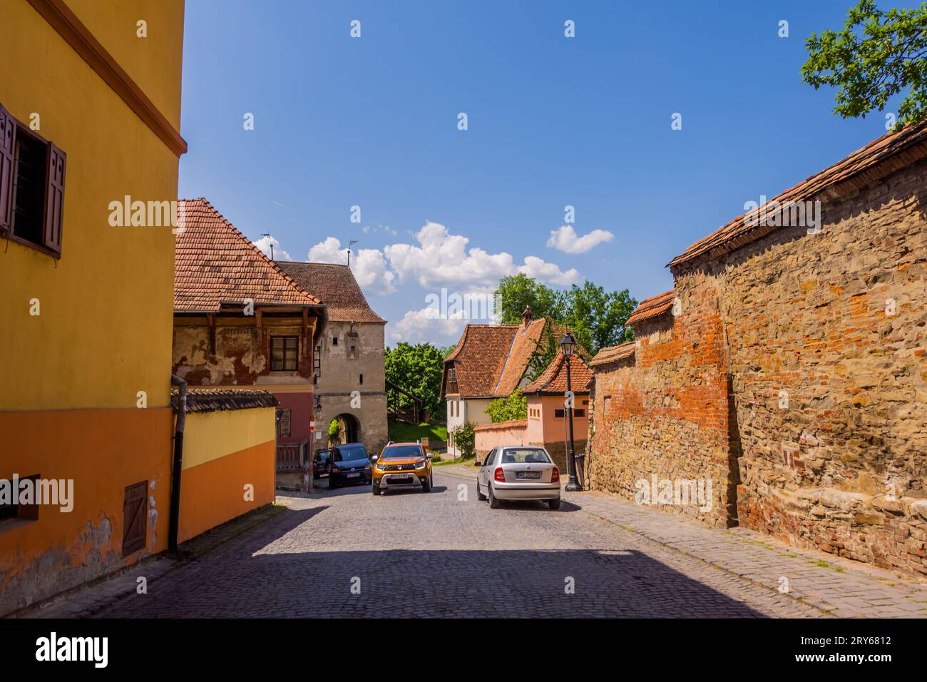 Photographie de rue dans la belle ville de Sighisoara, Roumanie Banque D'Images