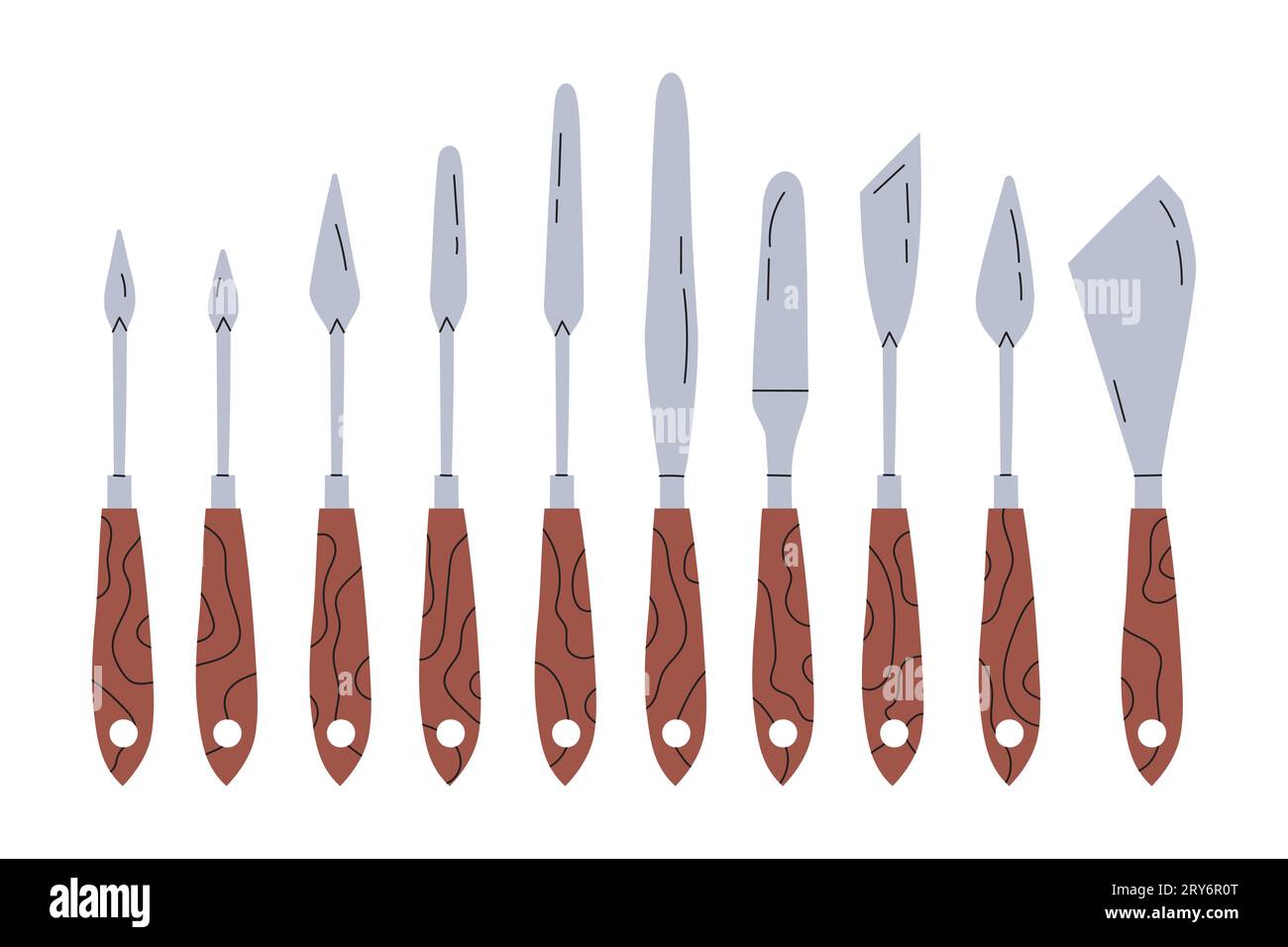 couteaux à palette en métal de différentes formes Illustration de Vecteur