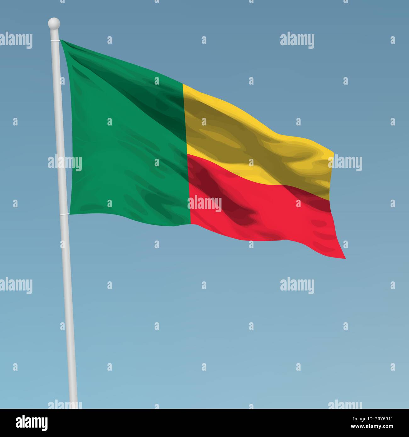 Waving Flag du Bénin au mât. Modèle pour la conception de l'affiche de la fête de l'indépendance Illustration de Vecteur Waving Flag du Bénin au mât. Modèle pour la conception de l'affiche de la fête de l'indépendance Illustration de Vecteur