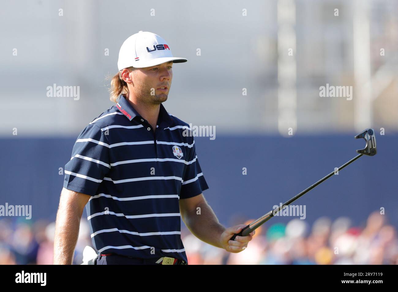 29 septembre 2023 ; Marco Simone Golf and Country Club, Guidonia Montecelio, Rome, Italie ; 44e Ryder Cup Matches , Europe contre USA, jour 1 ; Scottie Scheffler Banque D'Images