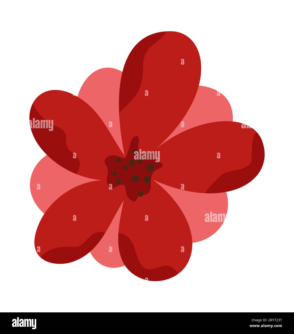 Fleur d'automne rouge plat isolé sur fond blanc. Icône florale colorée dans un style plat. Illustration vectorielle Illustration de Vecteur