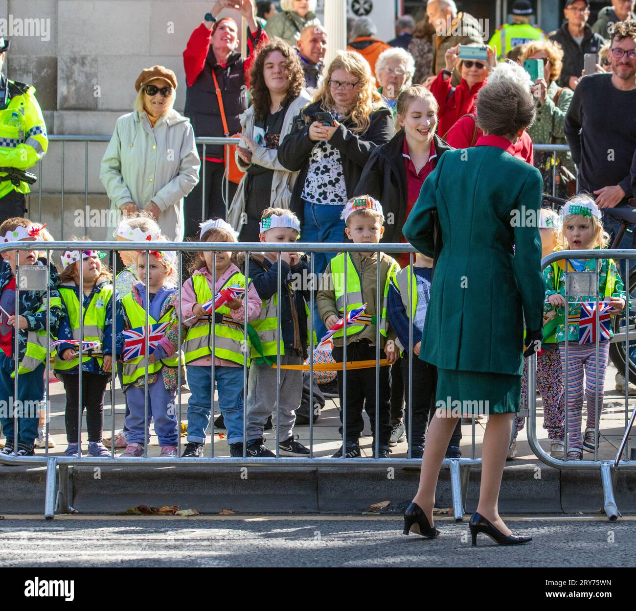 Southport, Merseyside Royaume-Uni 29 sept 2023 H..R.H. La PRINCESSE ROYALE à la Légion royale britannique, Armed Forces Charity 100ans anniversaire événement de re-dédicace commémorative à Southport, crédit MediaWorldImages/AlamyLiveNews Banque D'Images