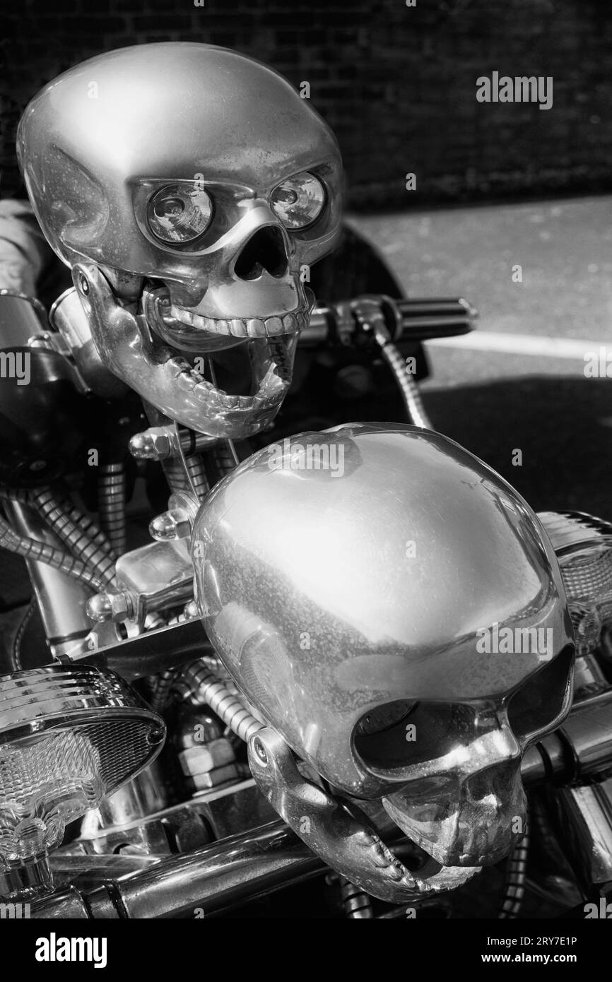 crânes sur motards harley davison moto leiston suffolk angleterre Banque D'Images