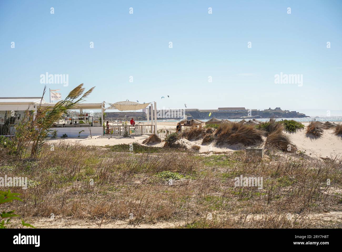 Tarifa Chiringuito Waikiki Beach bar Restaurant, Costa de la Luz, Andalousie, Espagne Banque D'Images