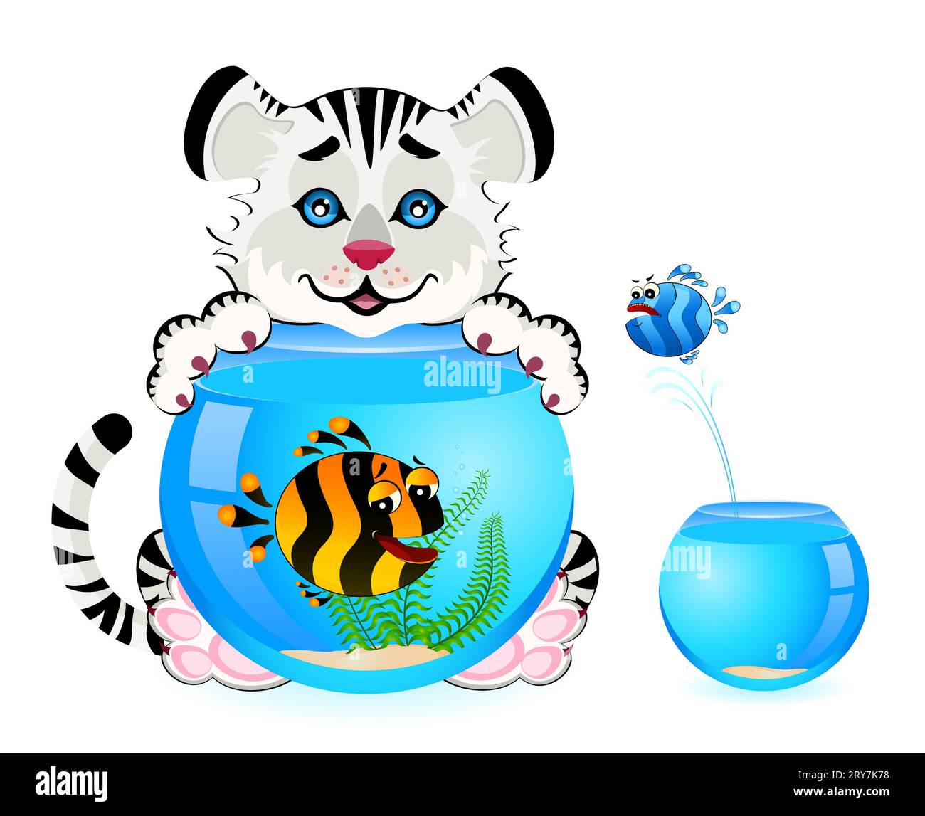 Tigre avec peu de poisson Banque D'Images