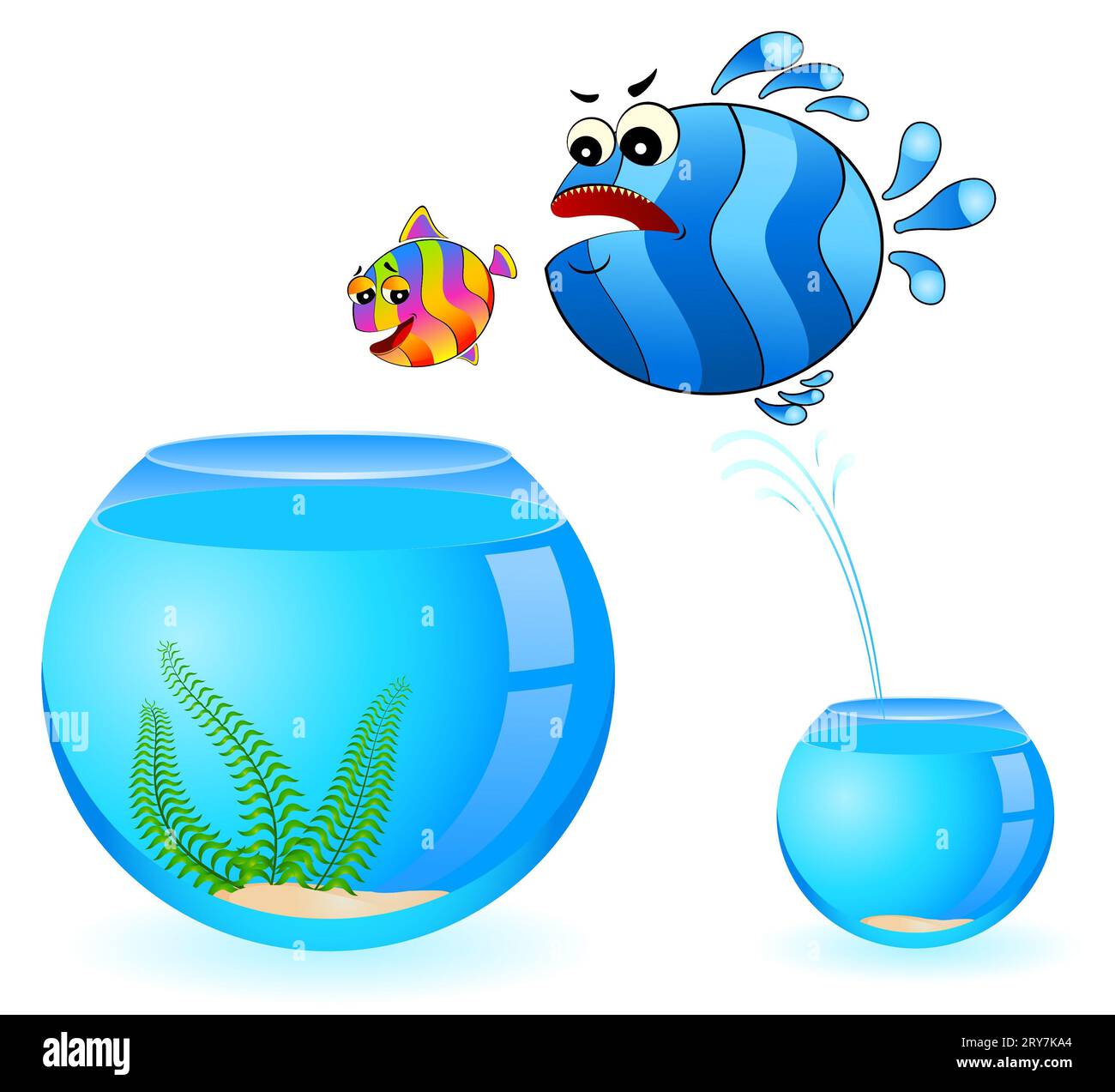 Le poisson poursuit après un petit poisson Banque D'Images