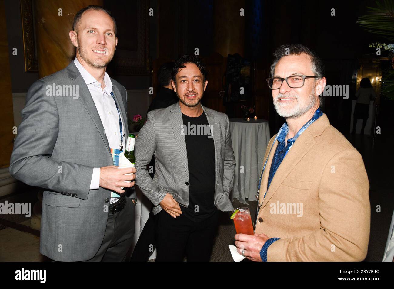 New York, États-Unis. 28 septembre 2023. New York, New York. Jeudi 28 septembre 2023. Heath Seltzer, invité, Tad Brown lors des Prix Gerald Loeb 2023 organisés par la UCLA Anderson School of Business, qui ont eu lieu à capitale à New York, le jeudi 28 septembre 2023. Crédit photo : Jennifer Graylock/Alamy Live News Banque D'Images