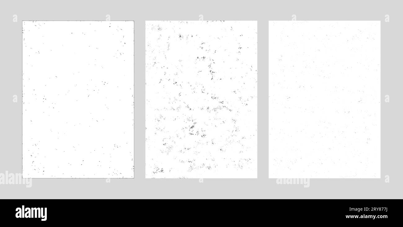 Ensemble de fonds ou bannières grunge rétro abstraits noirs et blancs. Illustration abstraite de la texture de surface altérée, image vectorisée Banque D'Images