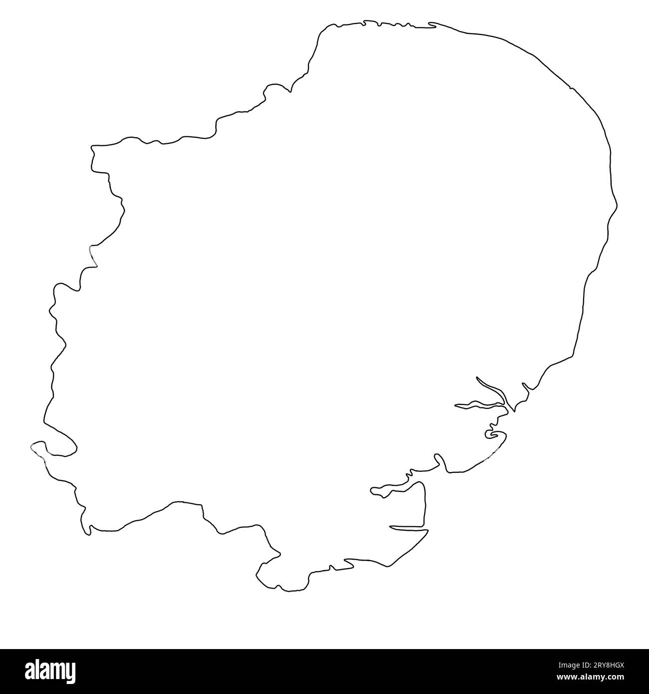 Carte de contour de qualité de l'est de l'Angleterre est une région de l'Angleterre, avec des frontières Banque D'Images