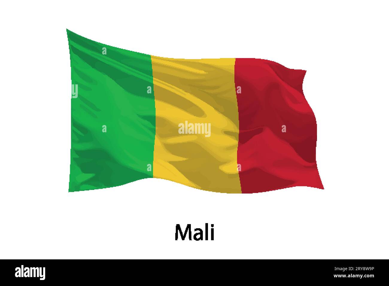 Drapeau agitant réaliste 3d du Mali isolé. Modèle pour la conception d'affiches Illustration de Vecteur