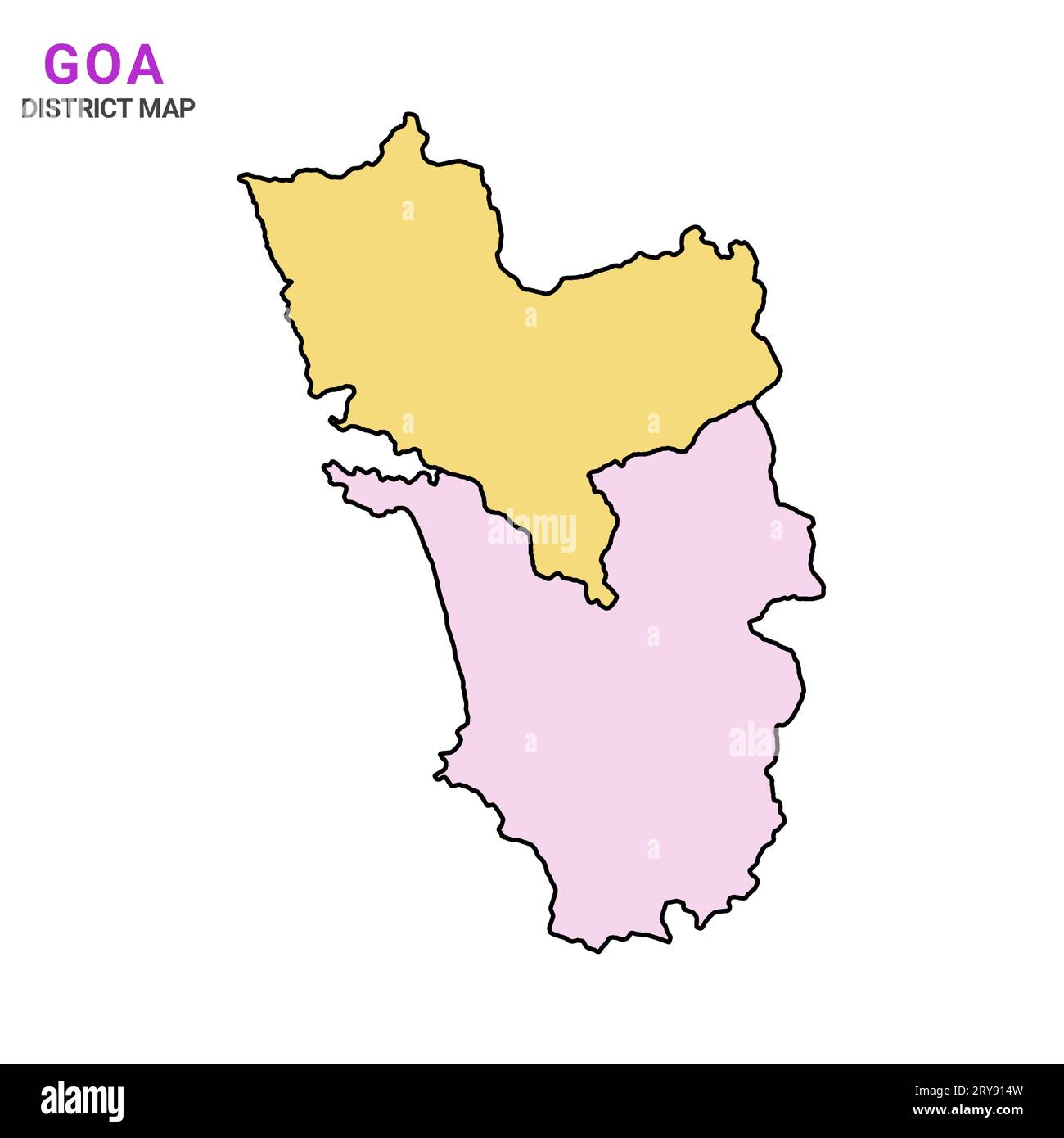 Carte colorée de Goa est un état de l'Inde et ses quartiers colorés Banque D'Images