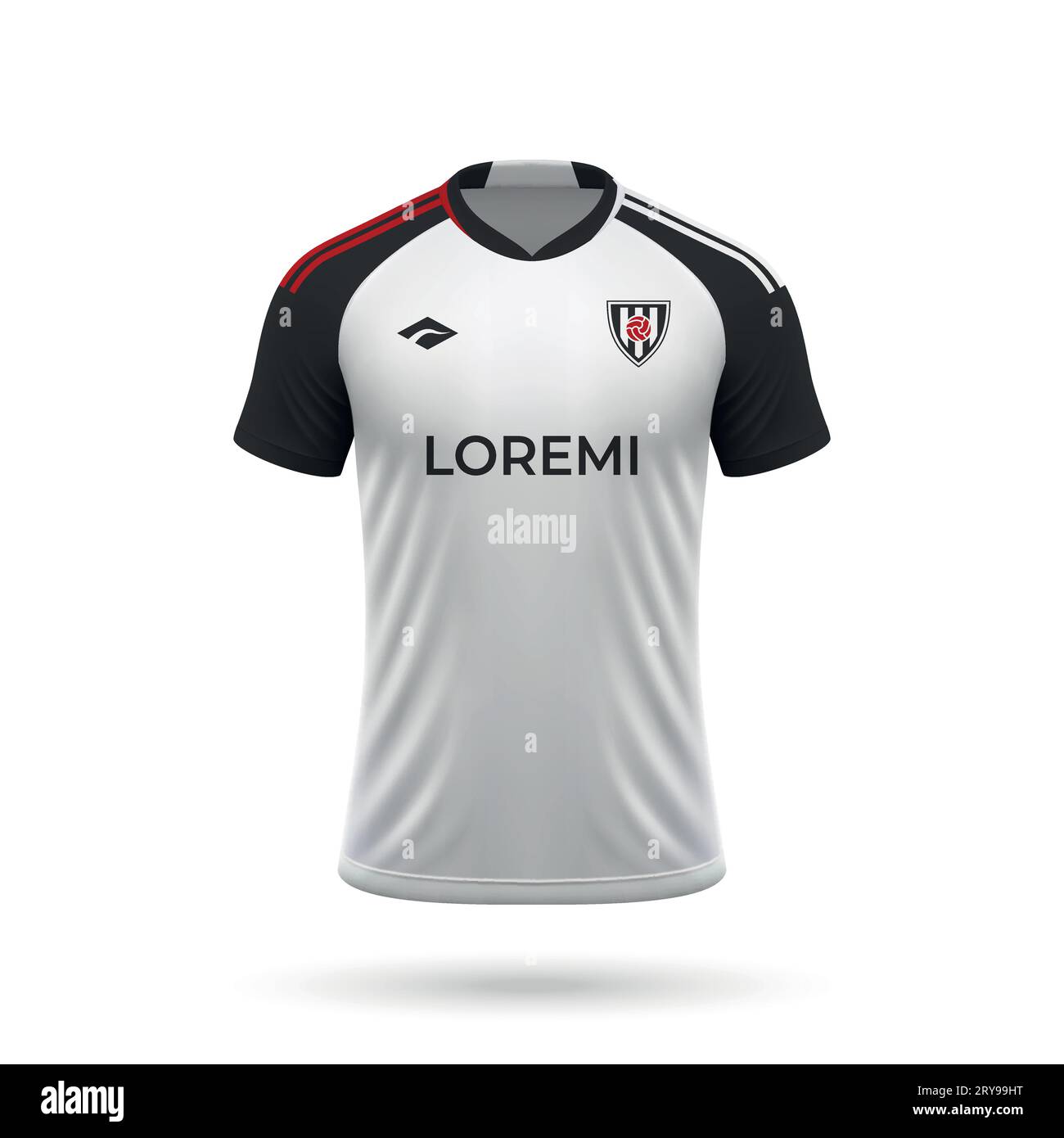 Maillot de football réaliste 3d dans le style Fulham, modèle de chemise pour kit de football 2023 Illustration de Vecteur