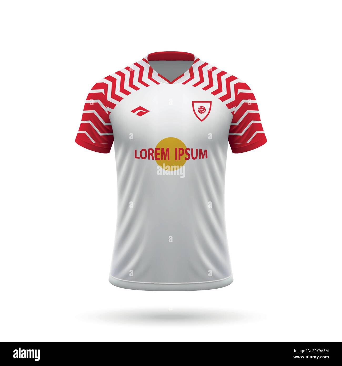 Maillot de football réaliste 3d dans le style RB Leipzig, modèle de chemise pour kit de football 2023 Illustration de Vecteur