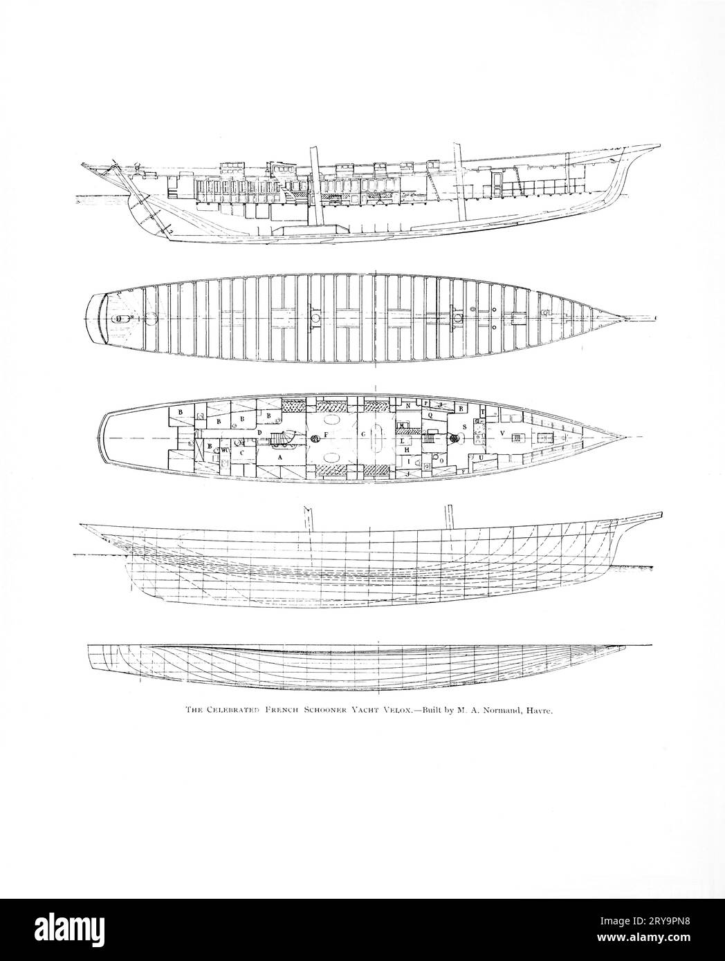 Voilier voilier français Velox plans, illustration Banque D'Images