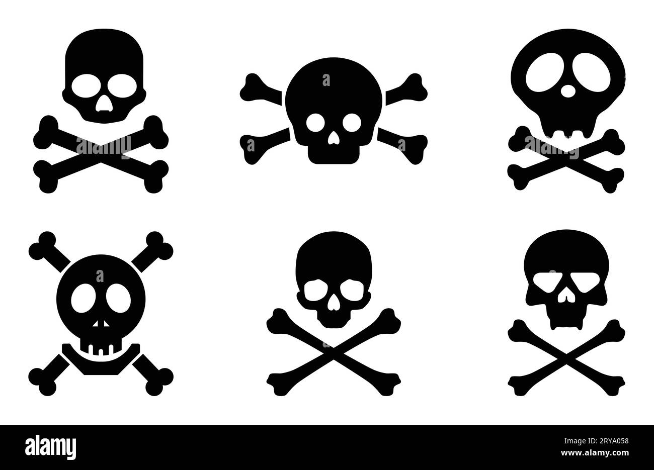 Icône danger crâne et croisillons définie sur fond blanc. Vecteur pour Halloween. 31 octobre éléments Halloween. Illustration de Vecteur