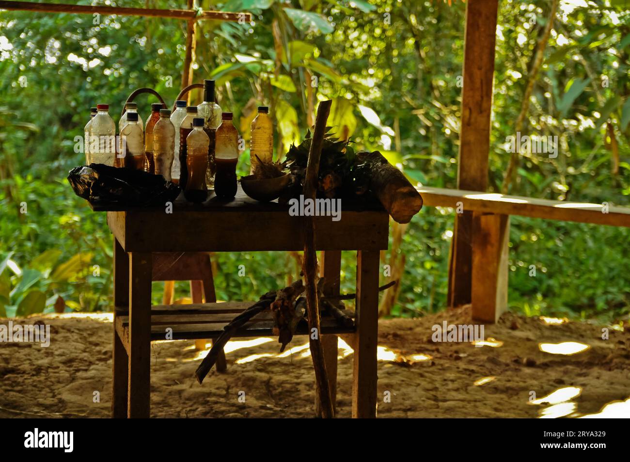 Cabinet de médecine de Shaman, forêt amazonienne, Pérou Banque D'Images