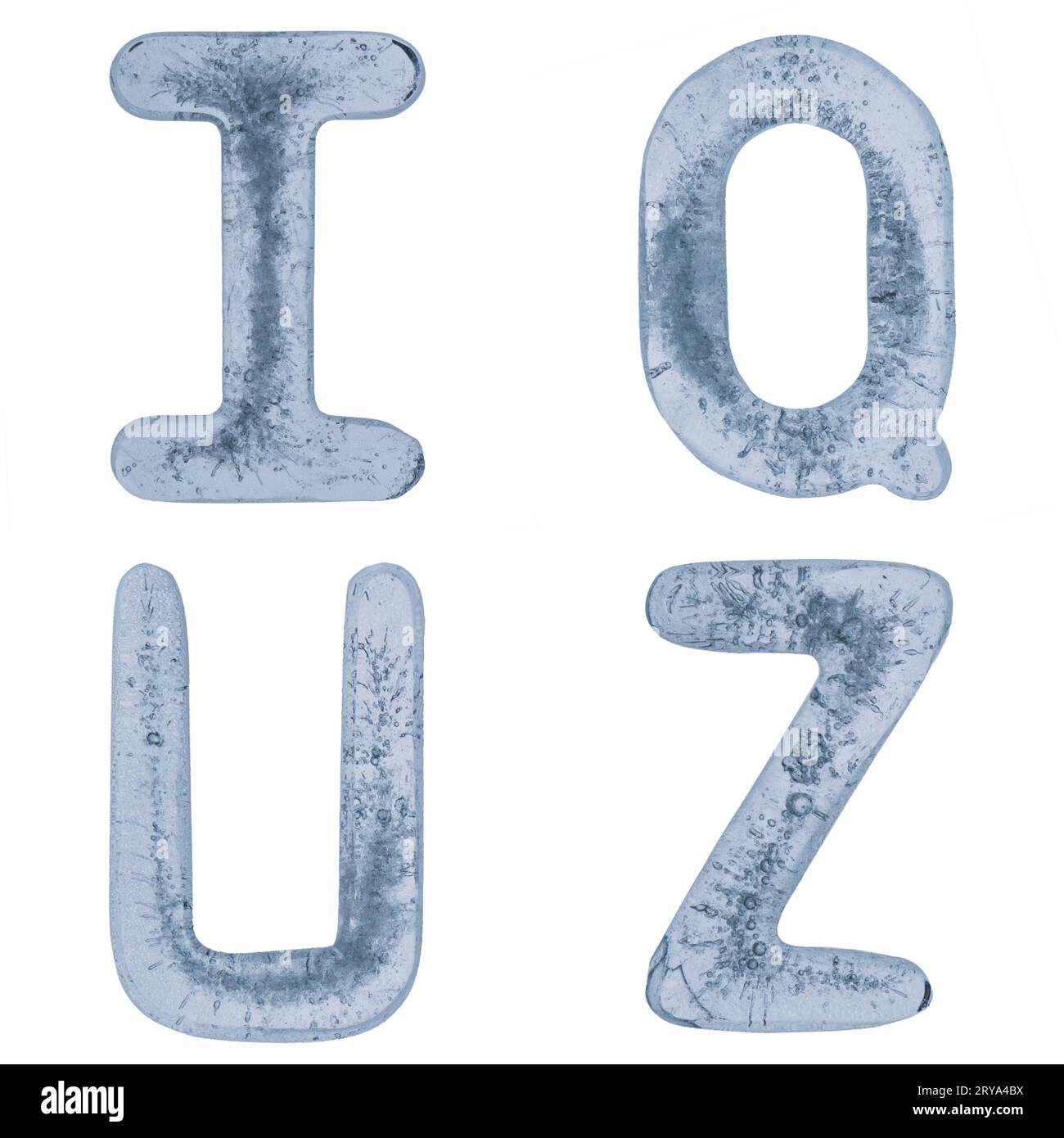 Lettres Q, U, I et Z dans la glace Banque D'Images