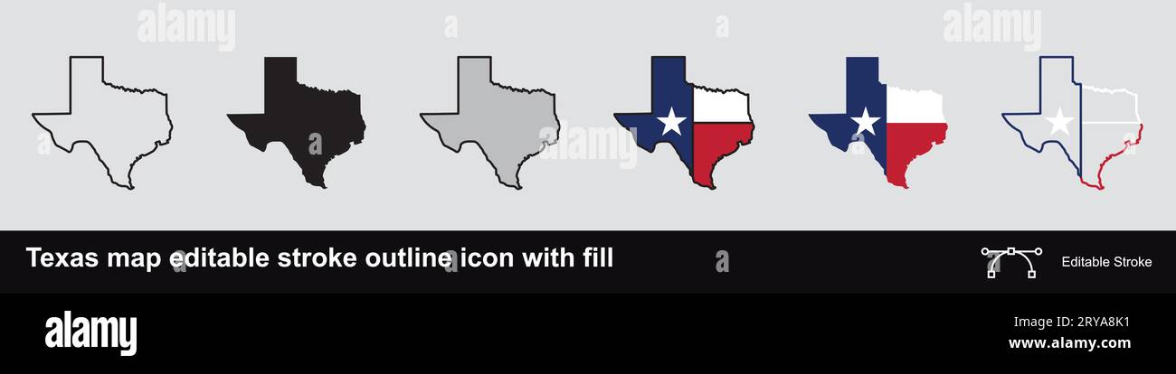 Icône de contour de contour modifiable de carte Texas avec fond Illustration de Vecteur