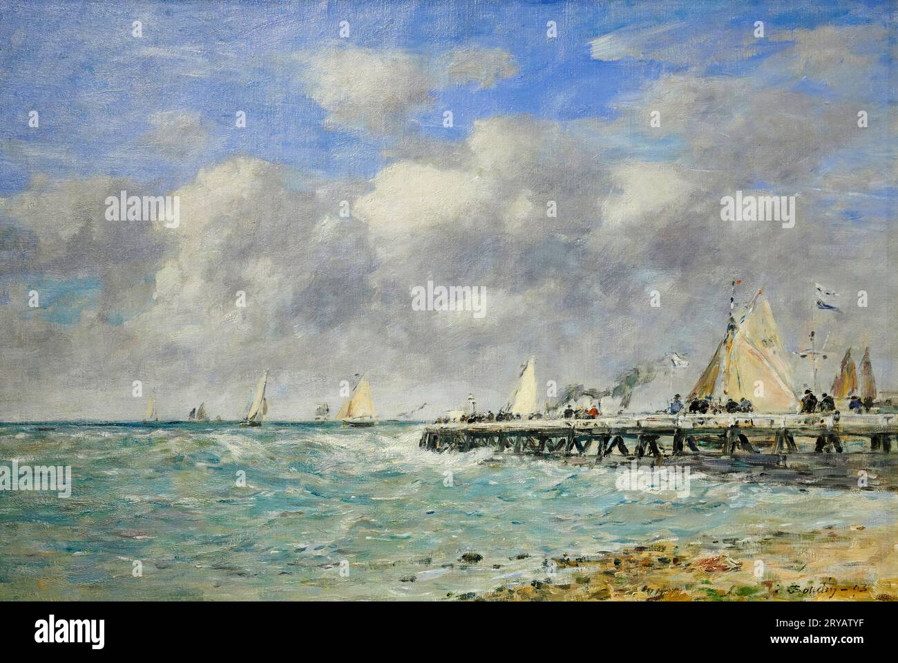 Regate ad Argenteuil - olio su tela - Eugene Louis Boudin - 1866 - Johannesburg, Sudafrica, Johannesburg Art Gallery Banque D'Images