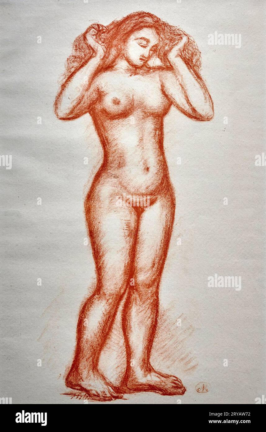 Figura femminile nuda di fronte - litografia - Aristide Maillol - 1940 - Johannesburg, Sudafrica, Johannesburg Art Gallery Banque D'Images