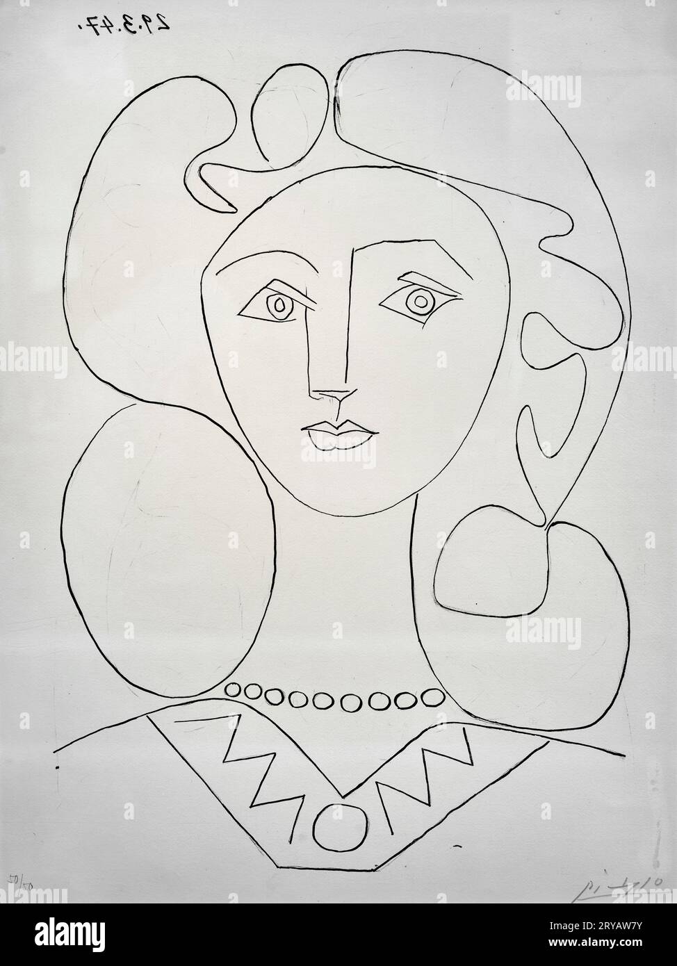 Donna con collana - litografia - Pablo Picasso - 1947 - Johannesburg, Sudafrica, Johannesburg Art Gallery Banque D'Images