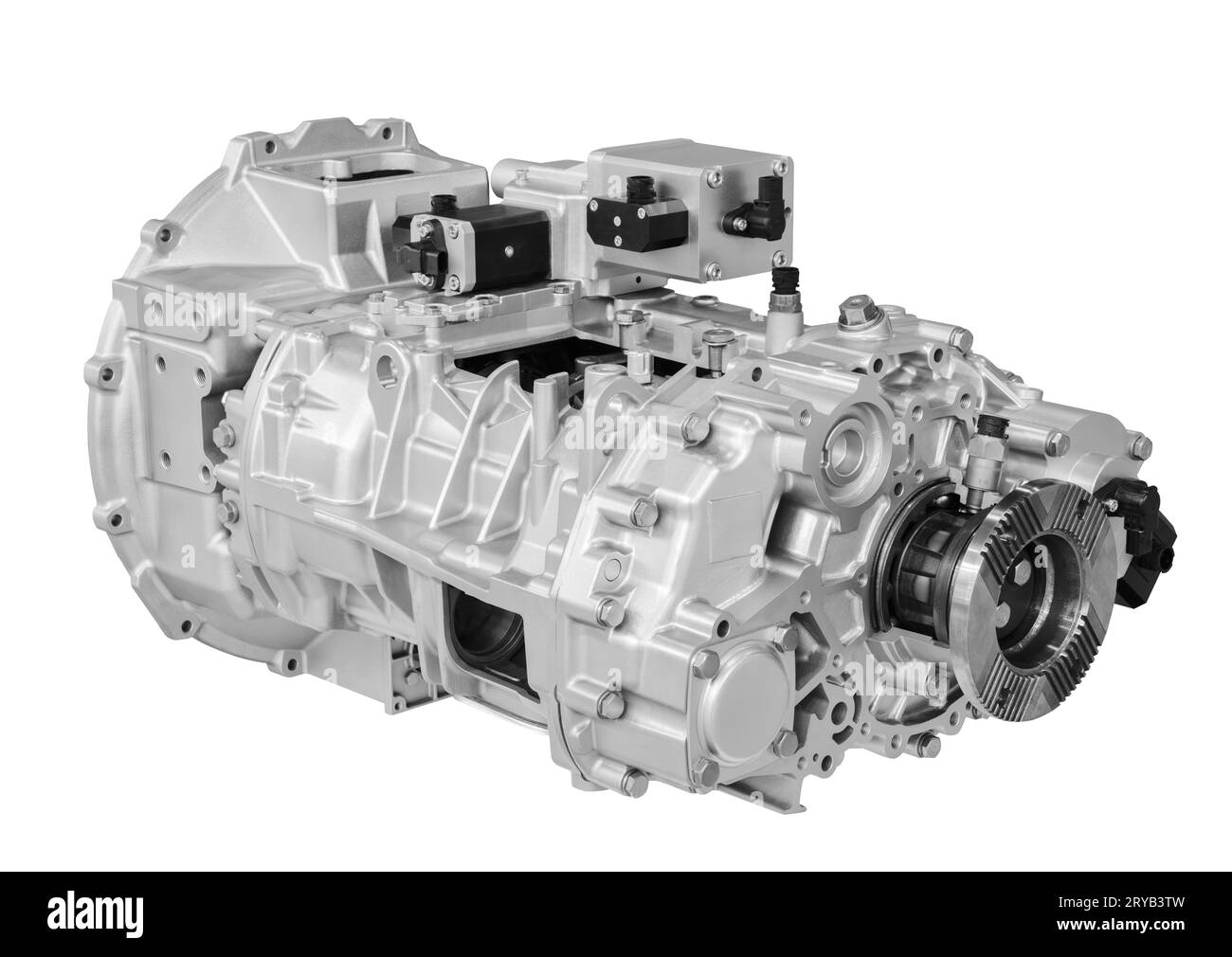 Transmission automatique de voiture ouverte pour le service, changement de vitesse automatique de voiture isolé sur blanc Banque D'Images
