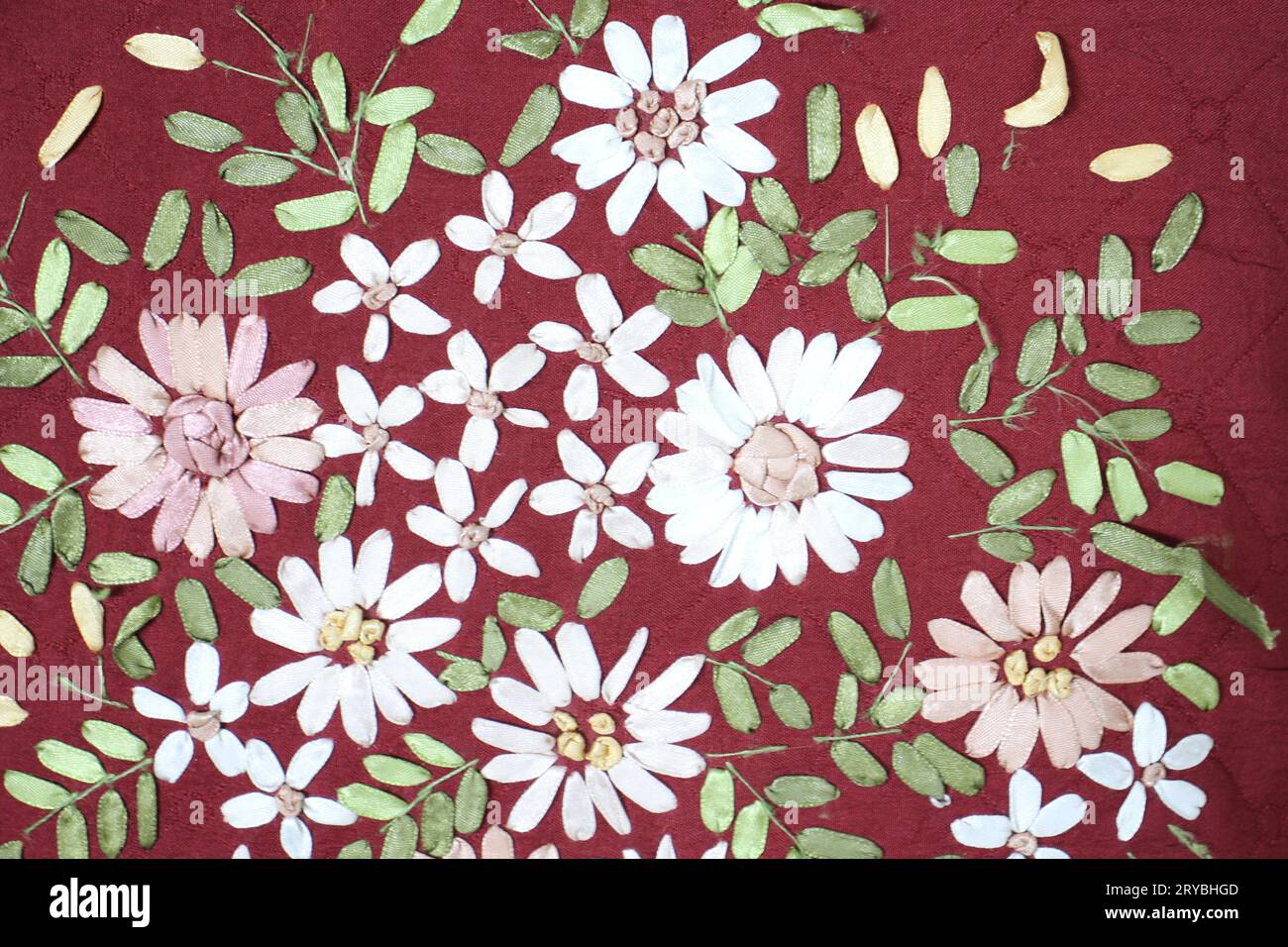 La conception de fleur est sur la surface og un tissu. Banque D'Images