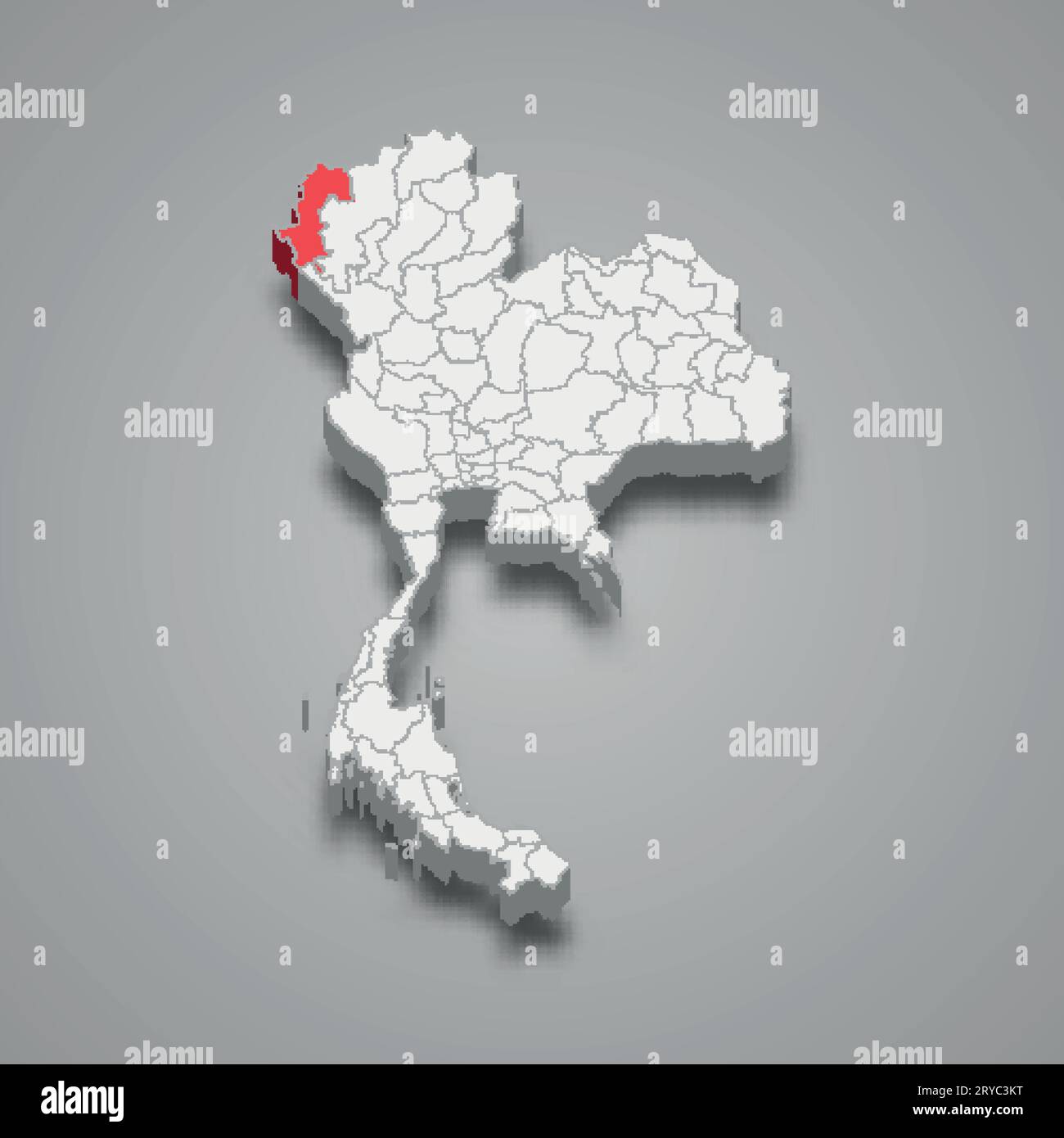 Mae Hong son province emplacement Thaïlande carte isométrique 3D. Illustration de Vecteur