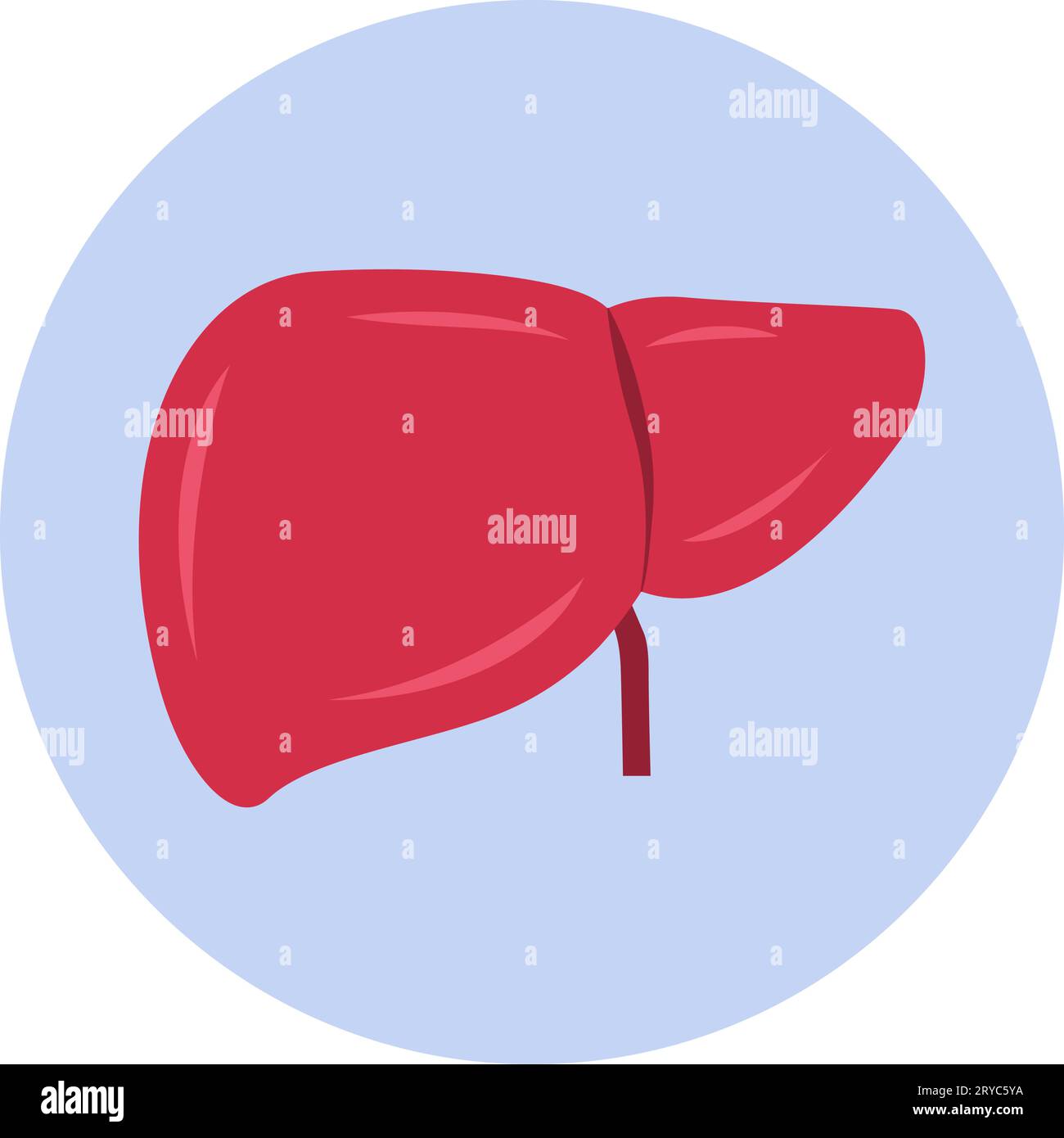 Hépatomégalie hépatique élargie, icône médicale isolée Illustration de Vecteur