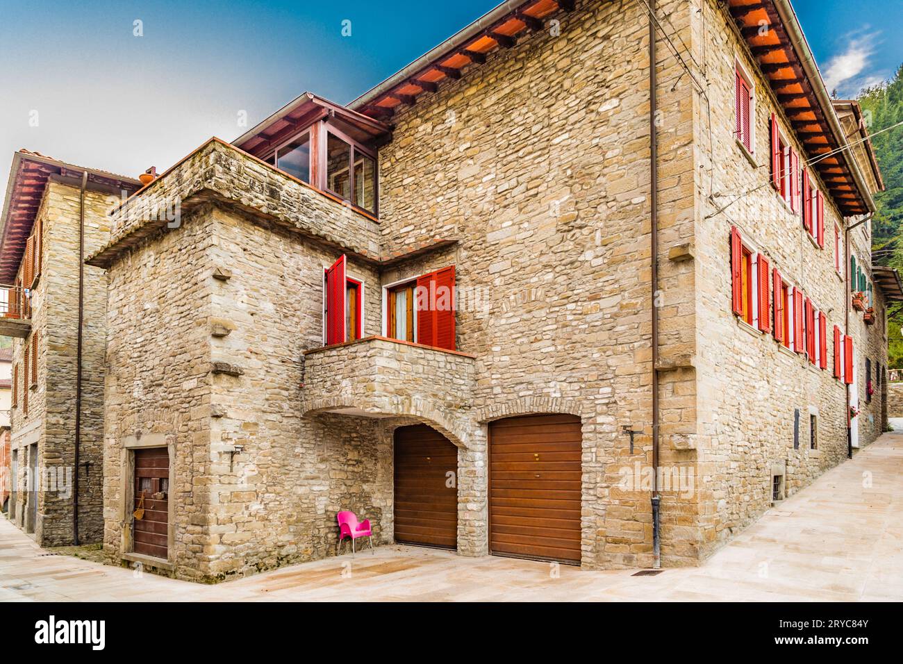 Ruelles de village de montagne en Toscane Banque D'Images